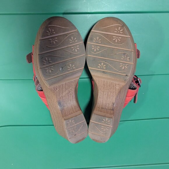 Dansko Jessie Slide Sandals Leather Double Strap Clog Red Slip On Scandi Girl - Picture 5 of 7